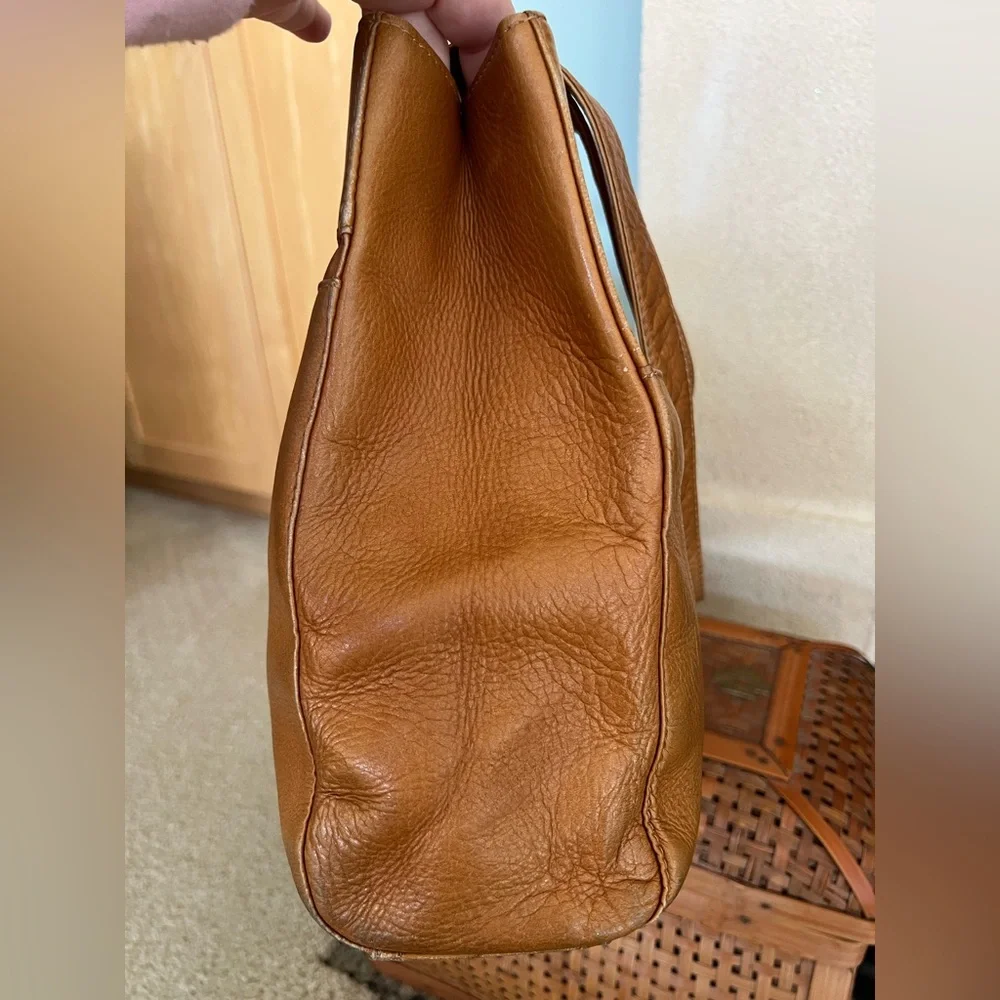 Wilsons Vintage Tan Leather Tote Shoulder Computer Laptop Bag